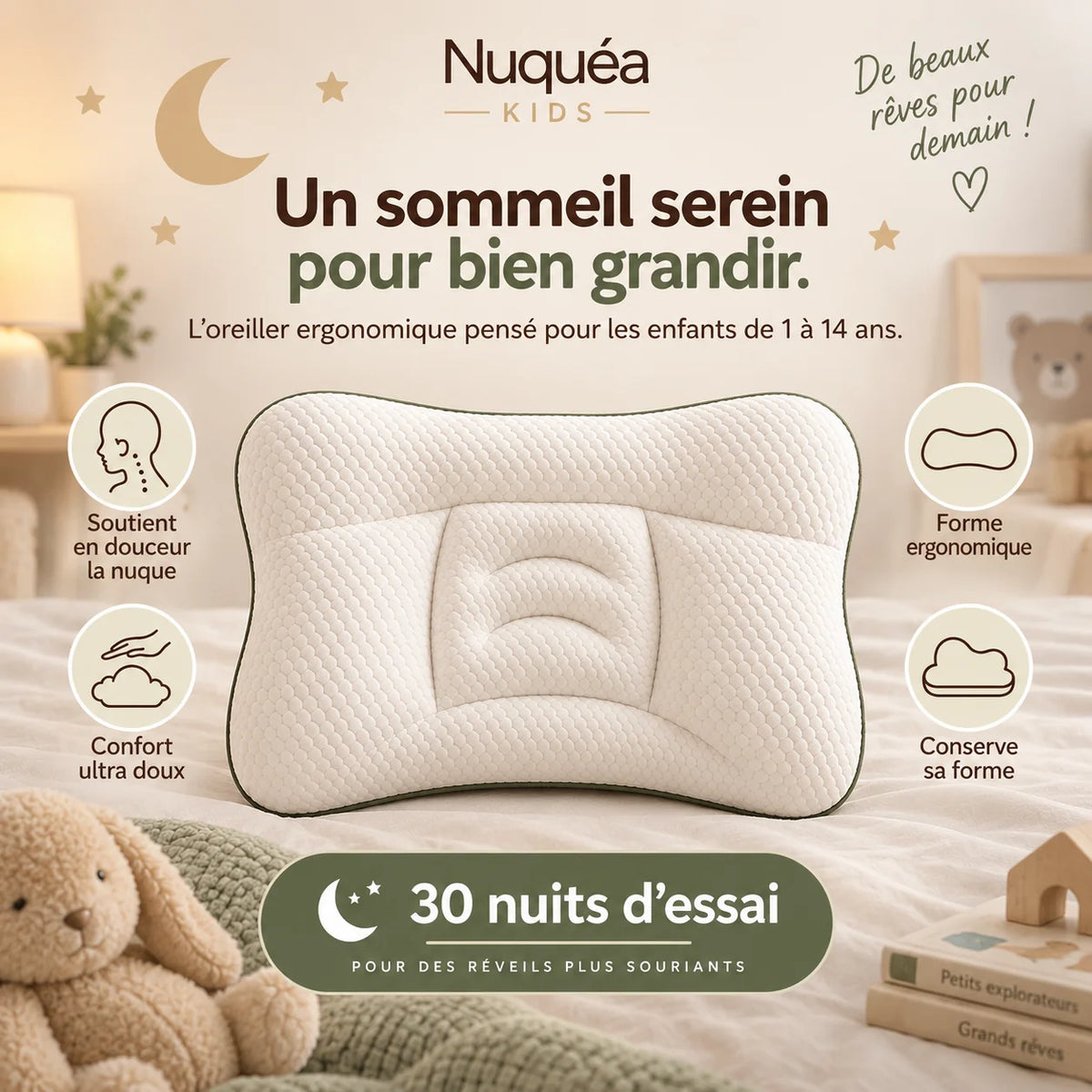 Nuquéa Kids — L'oreiller pensé pour sa nuque