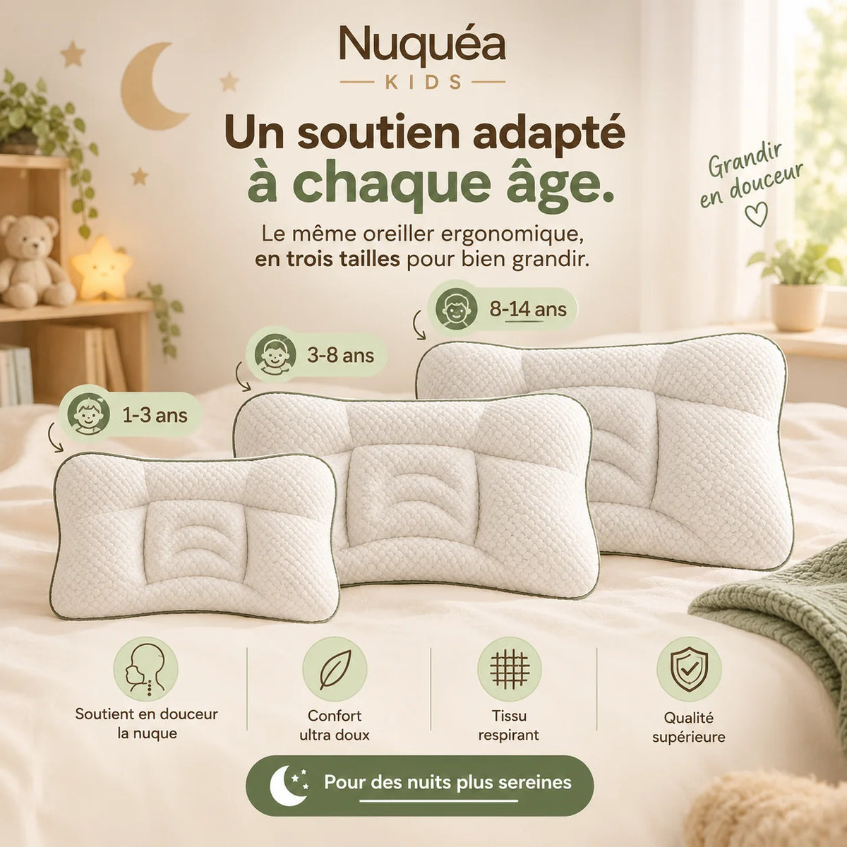 Nuquéa Kids — L'oreiller pensé pour sa nuque