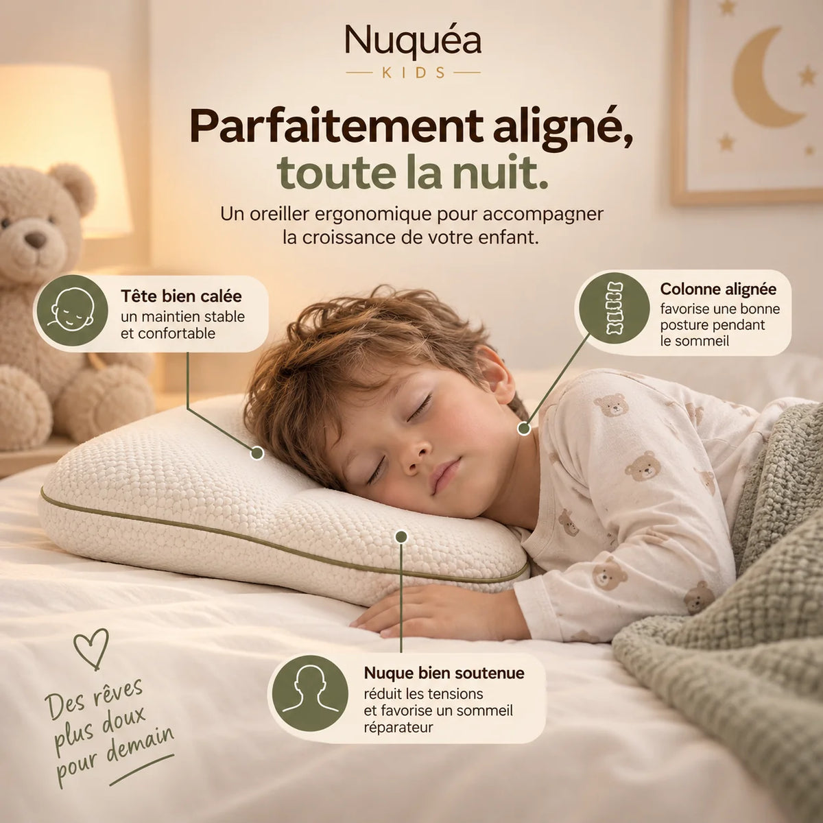Nuquéa Kids — L'oreiller pensé pour sa nuque
